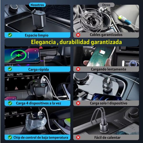 Cargador Carro 4 En 1 Carga de 120W